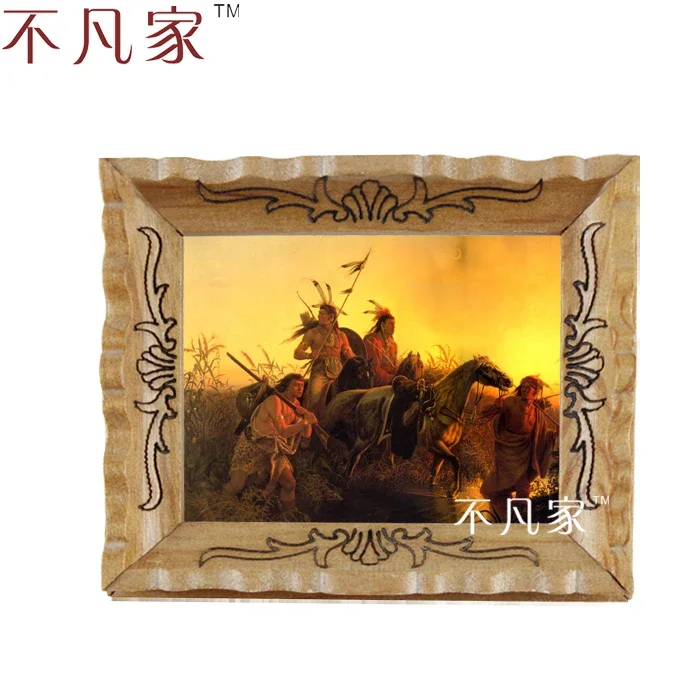 Wholesale dollhouse 1:12 scale miniatue Classical indians oil Home Decorations Painting Frame fj-012