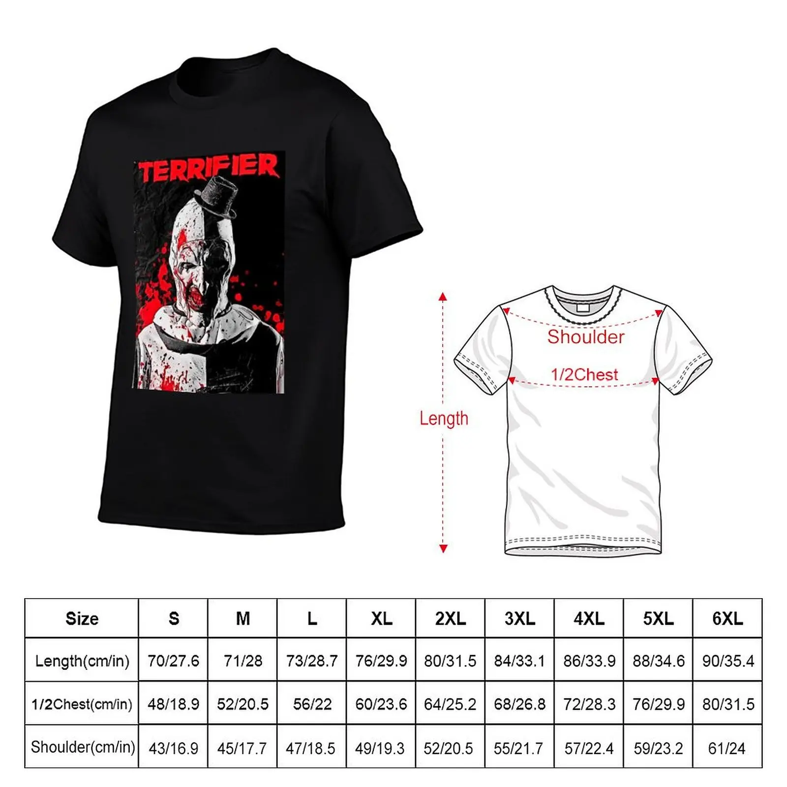 Special Present Terrifier Movie Horror Poster Art Gift Movie Fans T-Shirt Basic Casual Short Sleeve Cotton Shirt