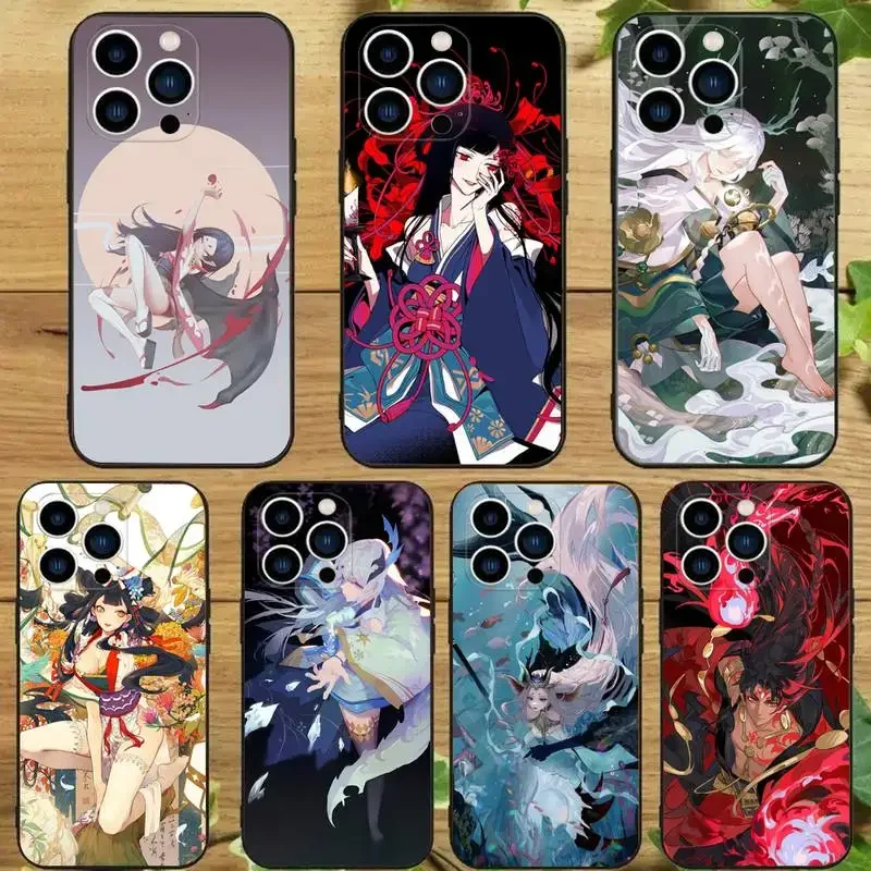 O-Onmyoji Game Phone Case For iPhone 15 14 13 12 11 Pro Max Xs Xr X 7 8 Plus 12 13 Mini Silicone Black Cover