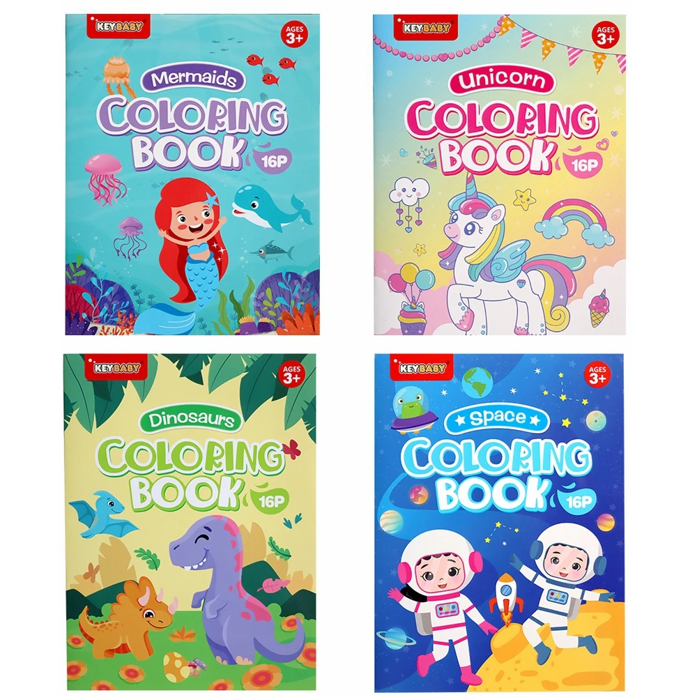 16 Pages Boys Girls Children's Coloring Books Mermaid Dinosaur Unicorn Baby Drawing Book School Early Education Stationery Toys