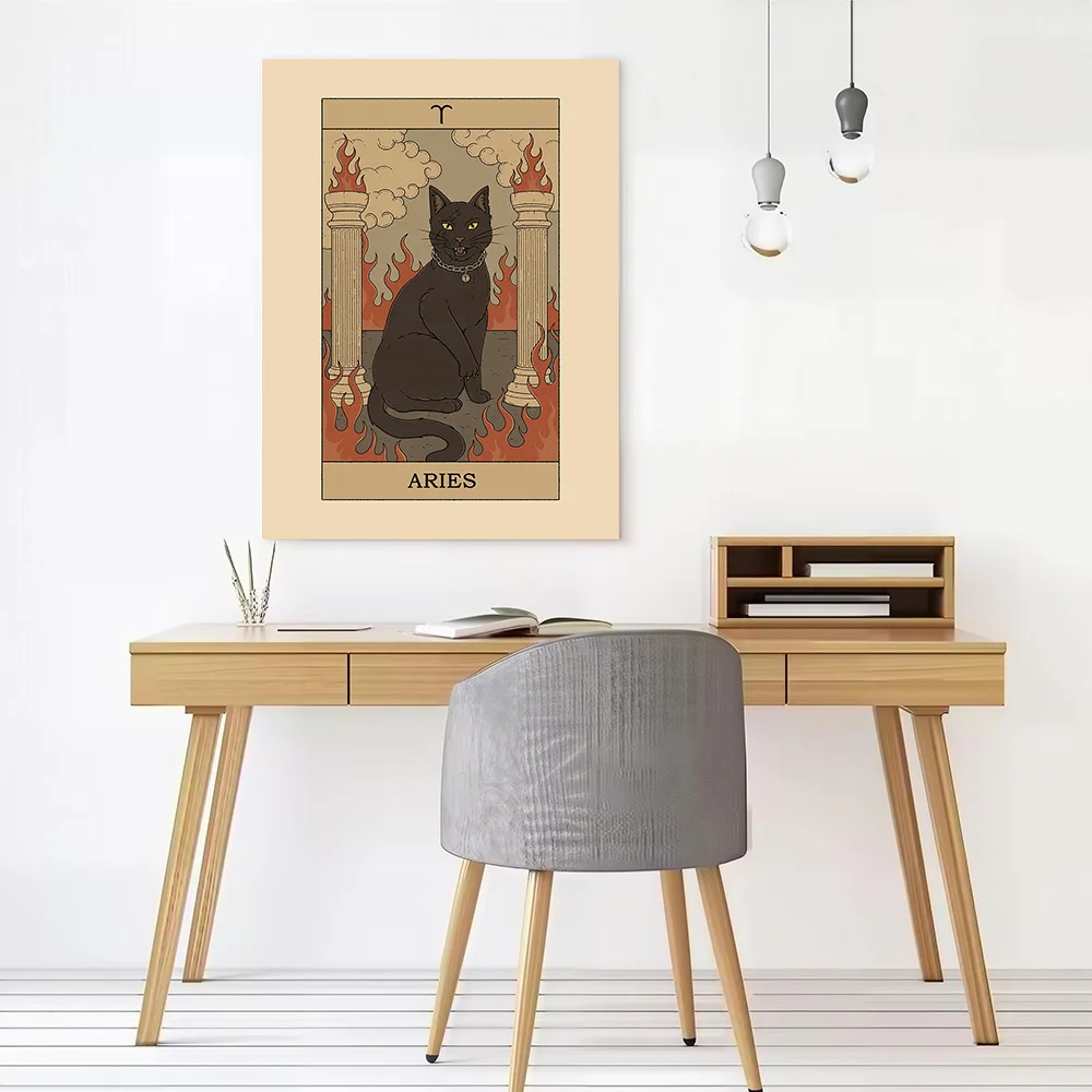 Aries Cat Poster Customizable Printed Canvas Painting for Pictures Wall Art Living Room Decorations Wand Deko Gamer Decoration