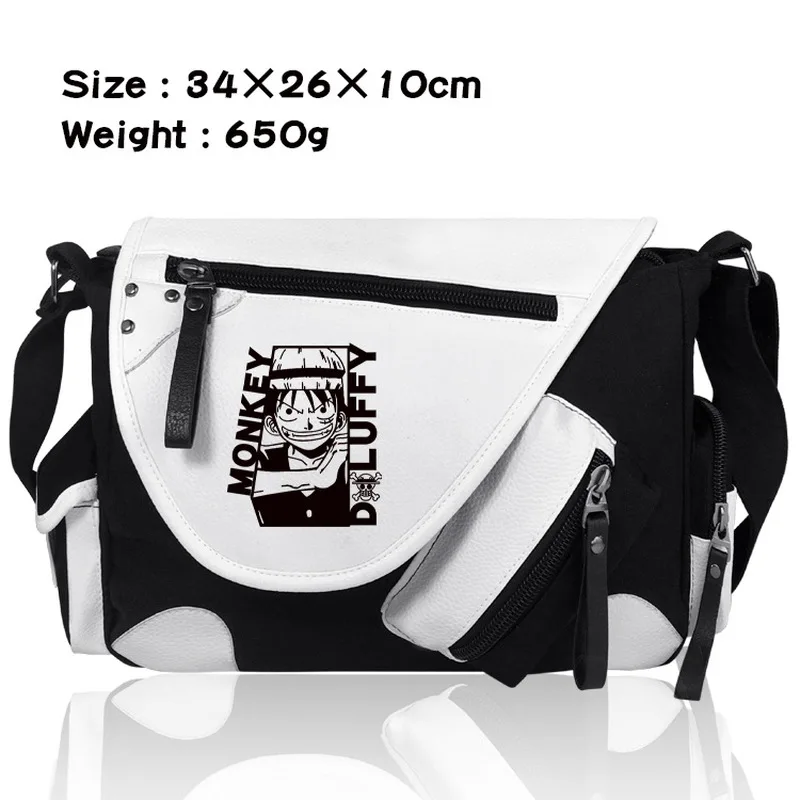 

New Shoulder Bag Anime One Piece Luffy Poly Urethane Waterproof Fashion Messenger Bag Casual Boy Crossbody Bag Man High-Capacity