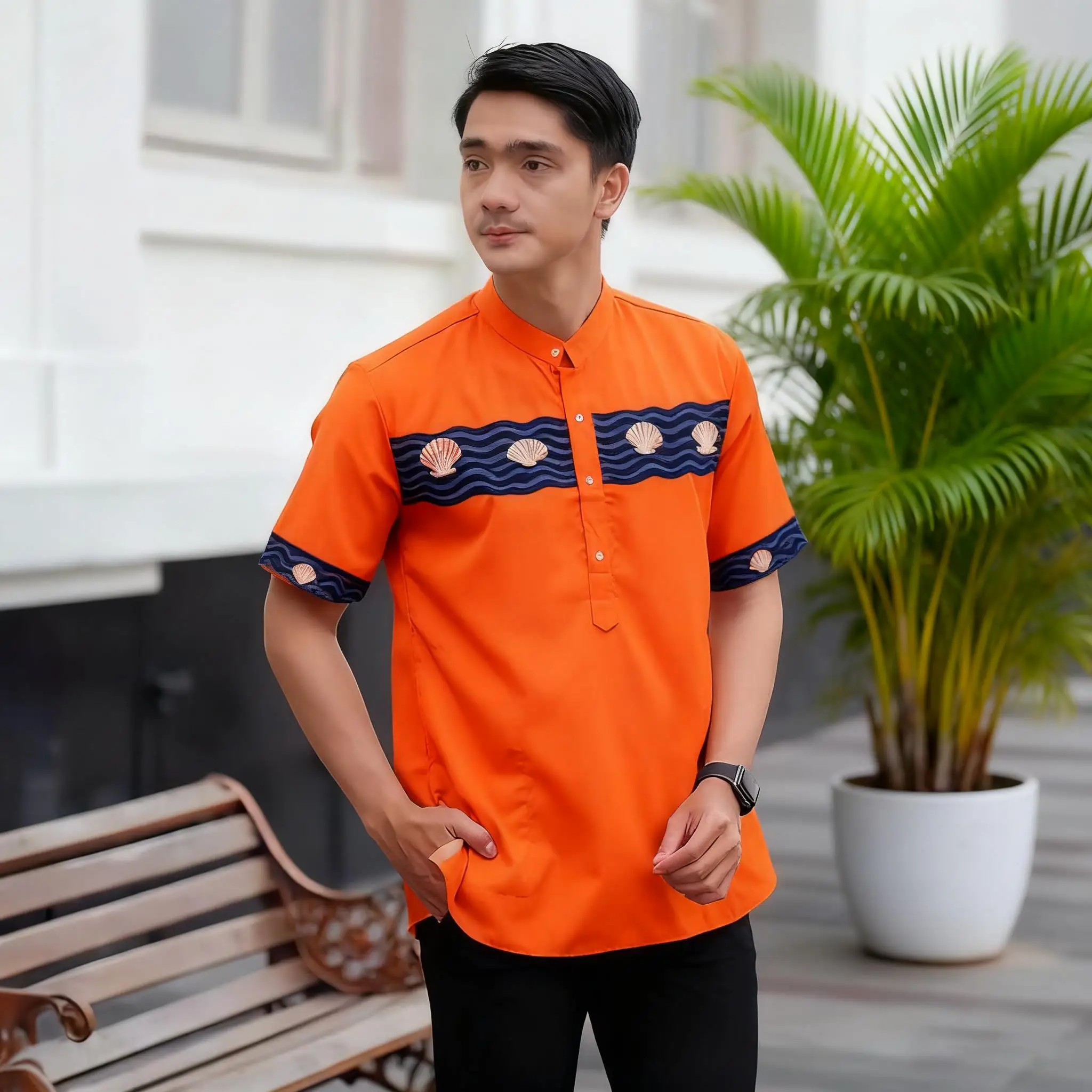 Mens Abaya Thobe Arabic National Style Henley Banded Plain Gown Shirts Muslim 2026 Thobe Middle Eastern Islamic Short-sleeved