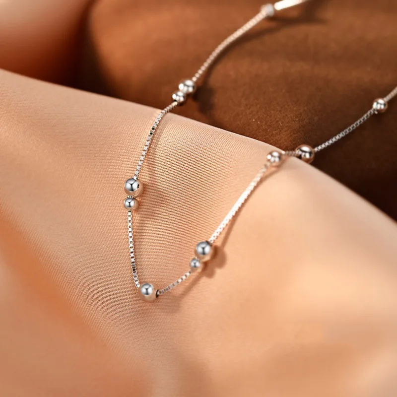 925 Sterling Silver Geometric Round Bead Ankle Chain 2024 New Sexy Ankle Chain Jewelry Fashion Jewelry Birthday Gift