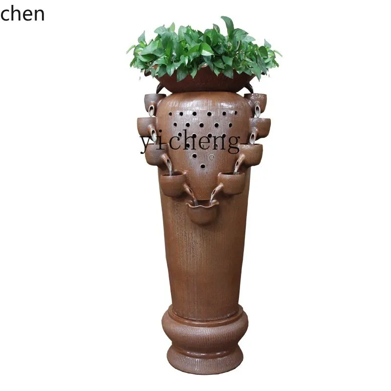 HXL water flow rotation circulation ceramic alpine water fountain company opening gift landing office lucky ornament wind