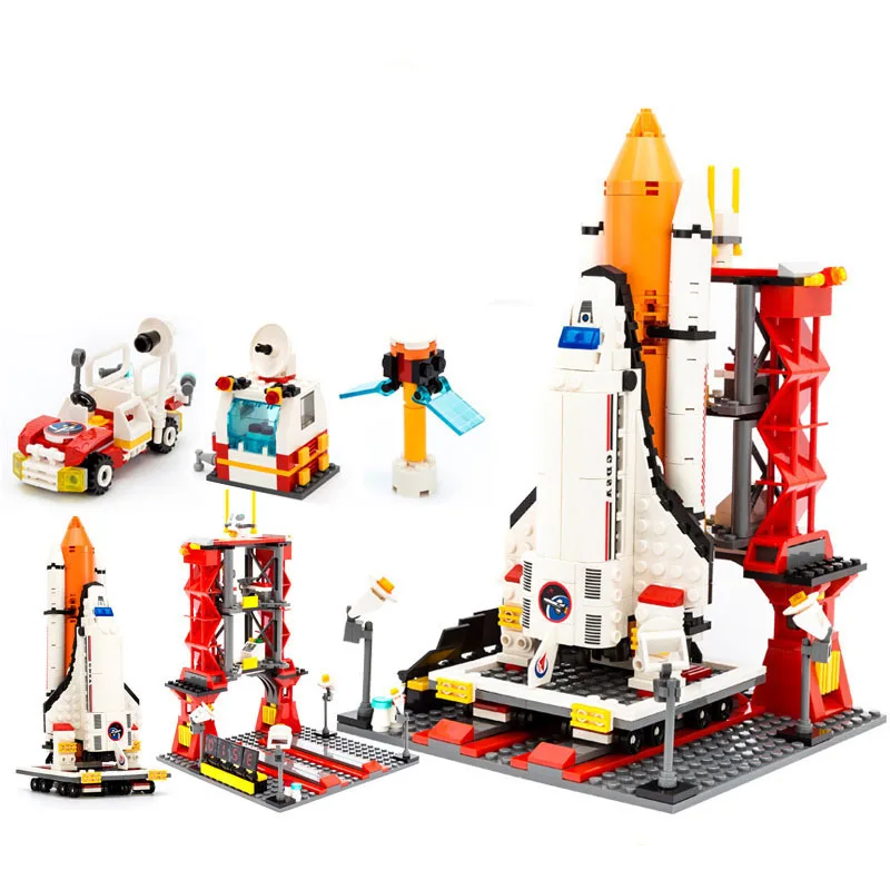 City Shuttle Launch Center Spaceport Station Space Shuttle Models Sets Avion Technical Diy Bricks Kids Toys Passenger Air Plane