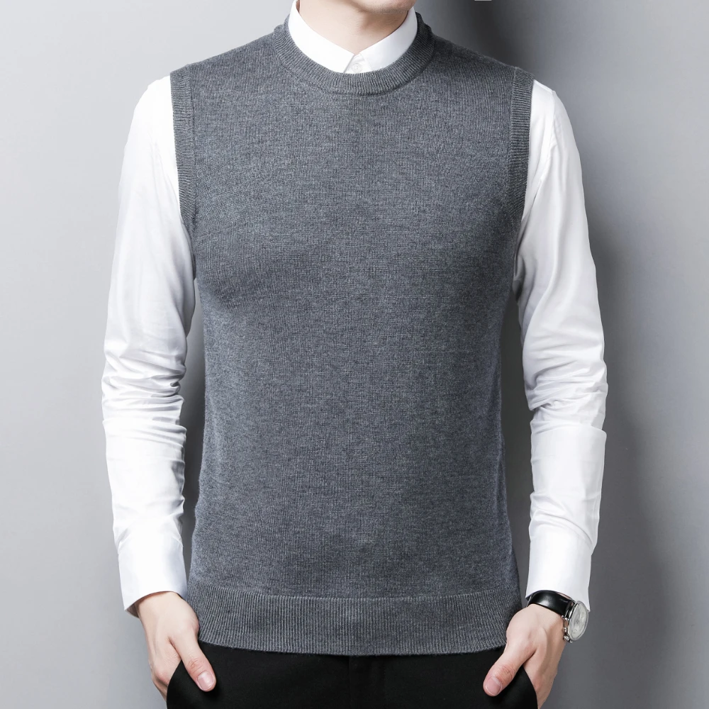 COODRONY Brand Men's Knitted Wool Vests A&W Warm O-Neck Sleeveless Sweater Vest Men Soft Business Casual Clothing XXS - XL 5093