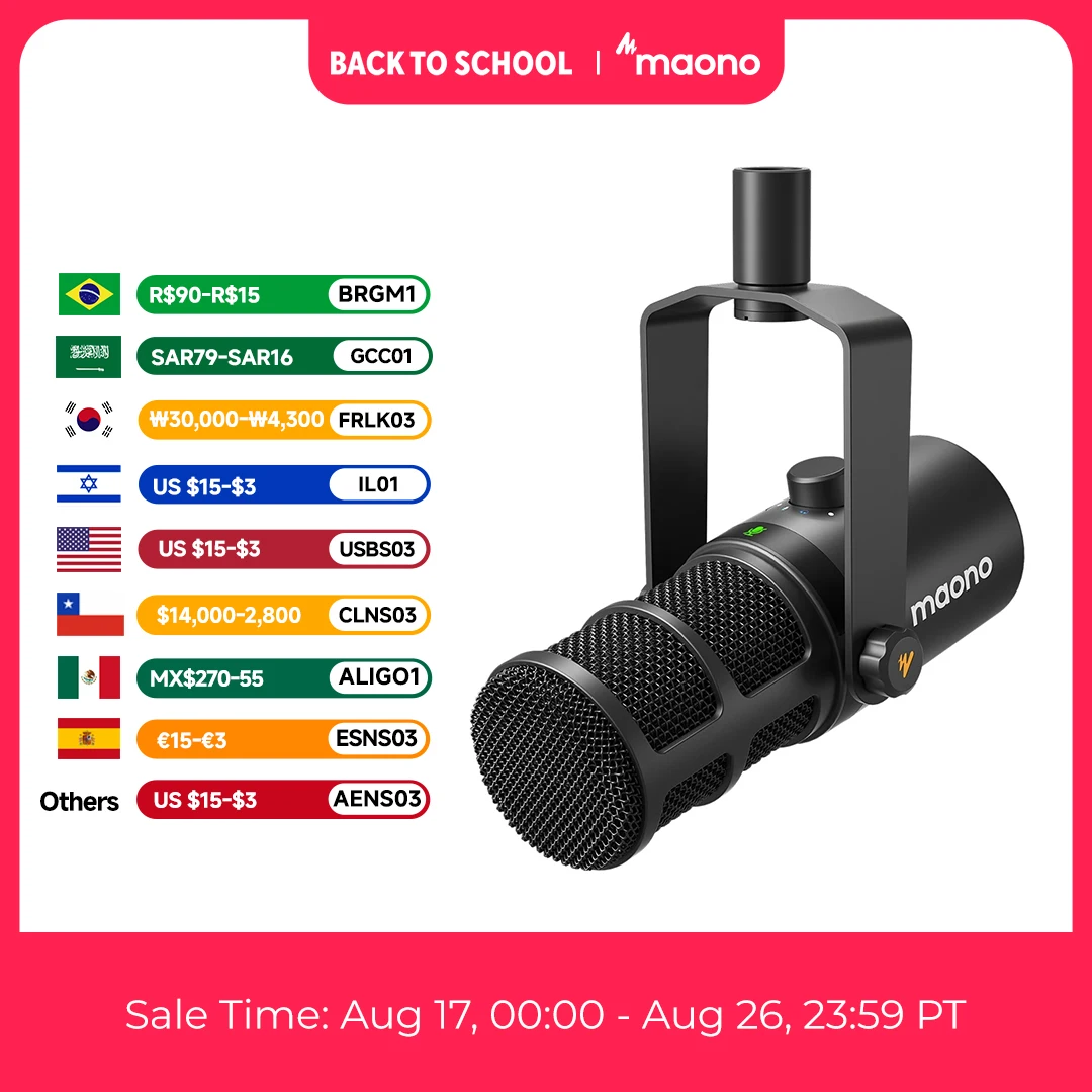 Maono – Microphone dynamique USB/XLR, tout en métal, avec prise casque à Gain muet à une touche et contrôle du Volume p…