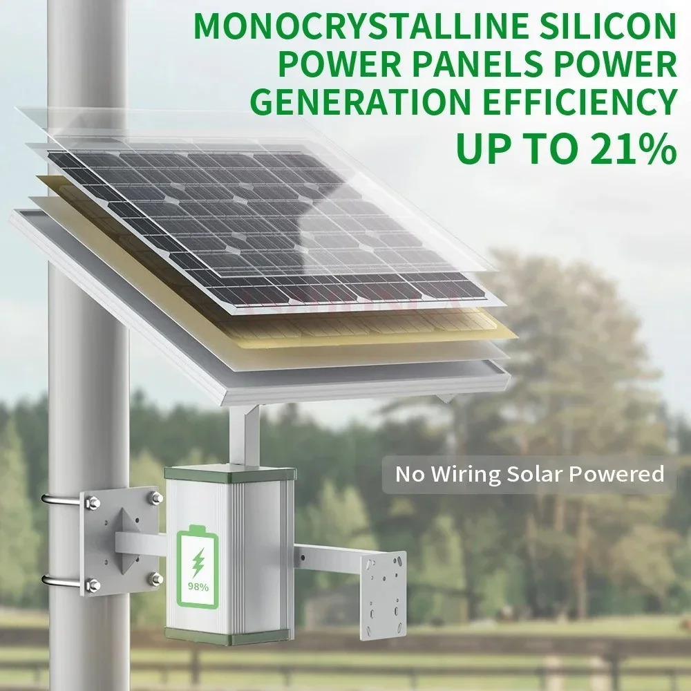 Kamera Keamanan IP Nirkabel 4G SIM Card Outdoor PTZ CCTV Surveillance Cam CamHi dengan Panel Surya 80W 40AH, HD 5MP/8MP, Zoom 33X