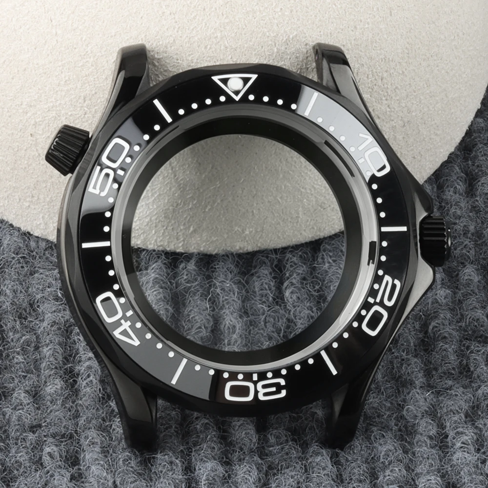 41mm For Seamaster 300 Case Black Stainless Steel Watch Case For NH35 NH36 Automatic Movement 31MM Dial High Quality NH35 Case