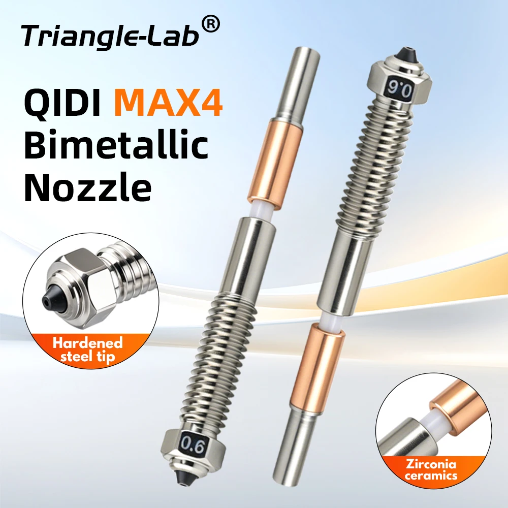 

Trianglelab®For QIDI MAX4 Bimetal Hardened Steel Nozzle M6 Thread 0.4/0.6/0.8mm Wear Resistant Print Carbon Fiber Filament