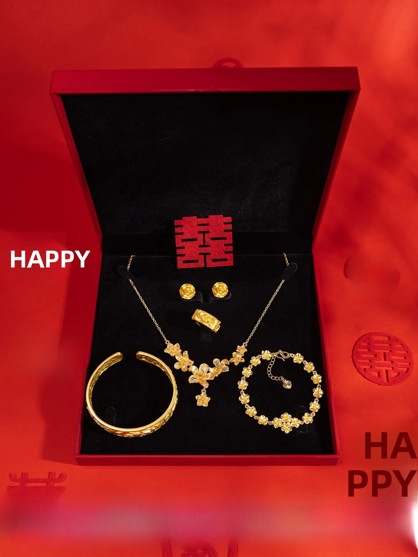 結婚祝い 金メッキ フラワーネックレス ジュエリーセット