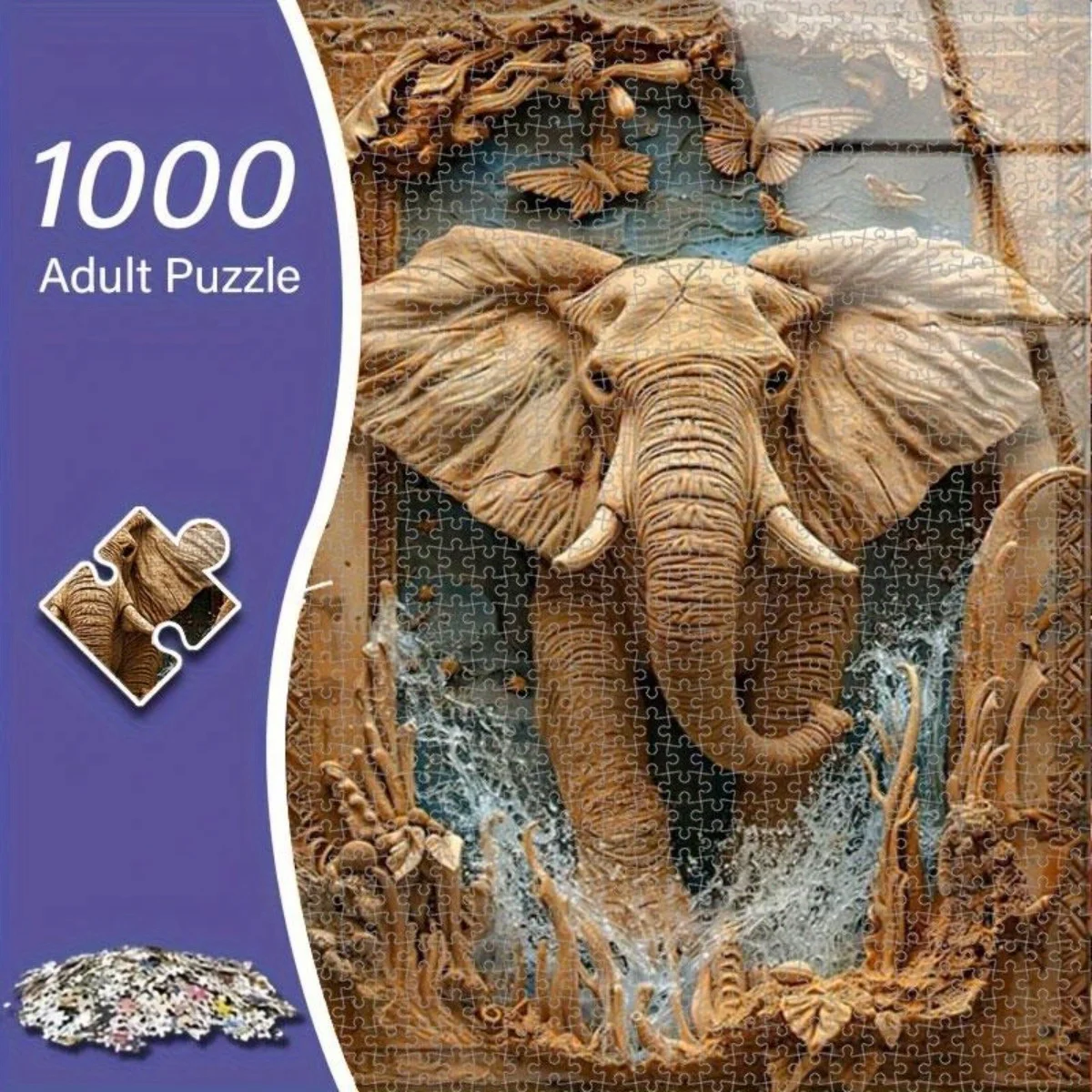 

1000pcs Adult Puzzle - Modern Country Style with Butterfly and Water Lilies Art, Vibrant Mixed Colors, Relax Challenge, Enhanc