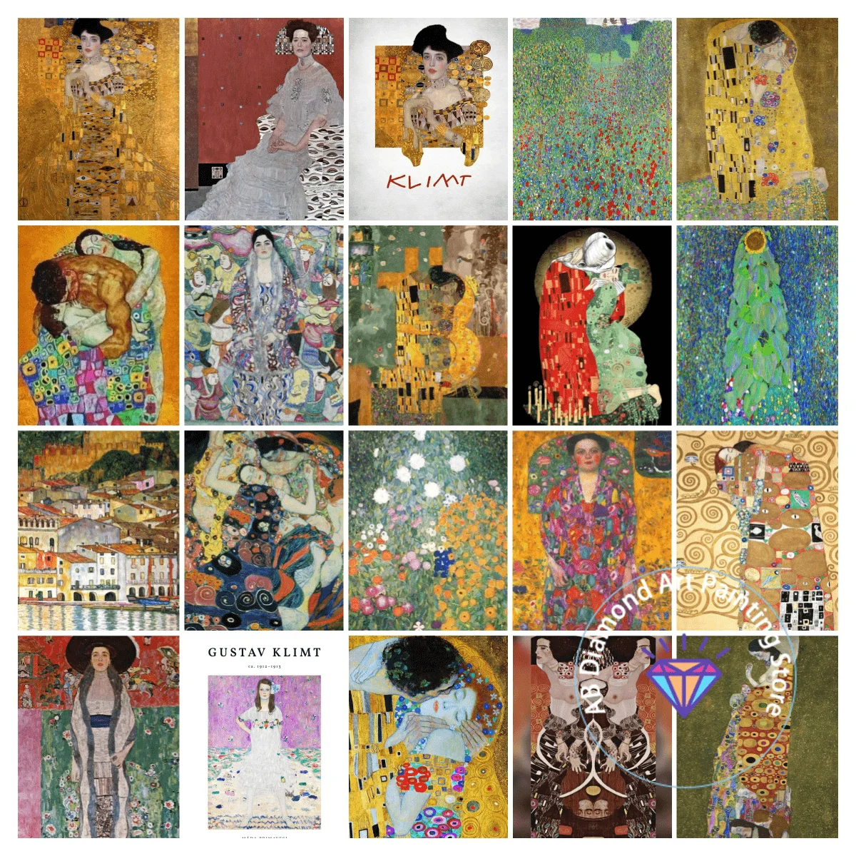 Gustav Klimt küssen abstraktes Diamant-Malerei-Set 5D DIY Diamant-Stickerei Kreuzstich handgemachte Kunst Geschenk Heimdekoration