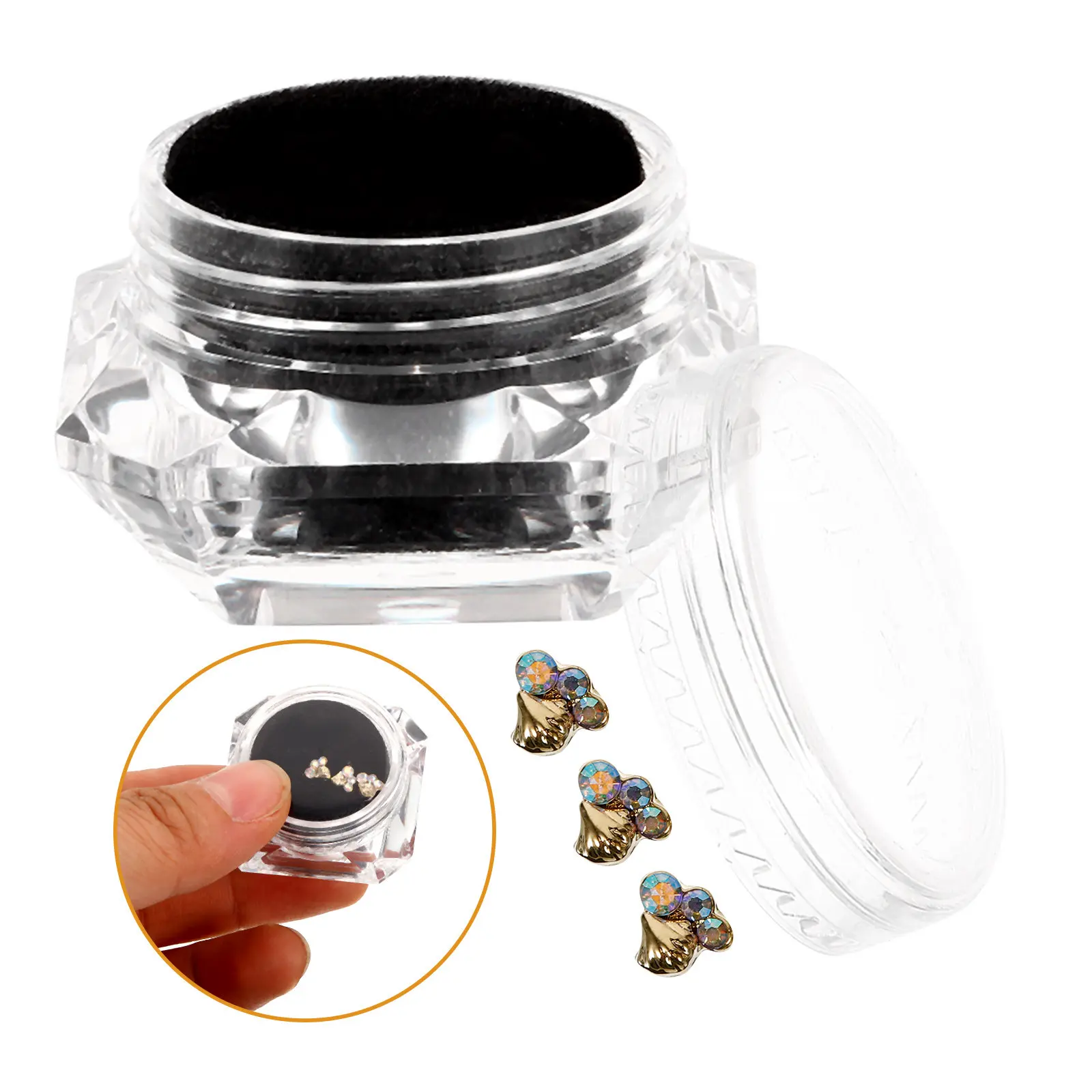 1 Box Heart Shaped Rhinestones for Teeth Customizable Dental Decor Comfortable Wear Party Fashion Accessory Teeth Rhinestone