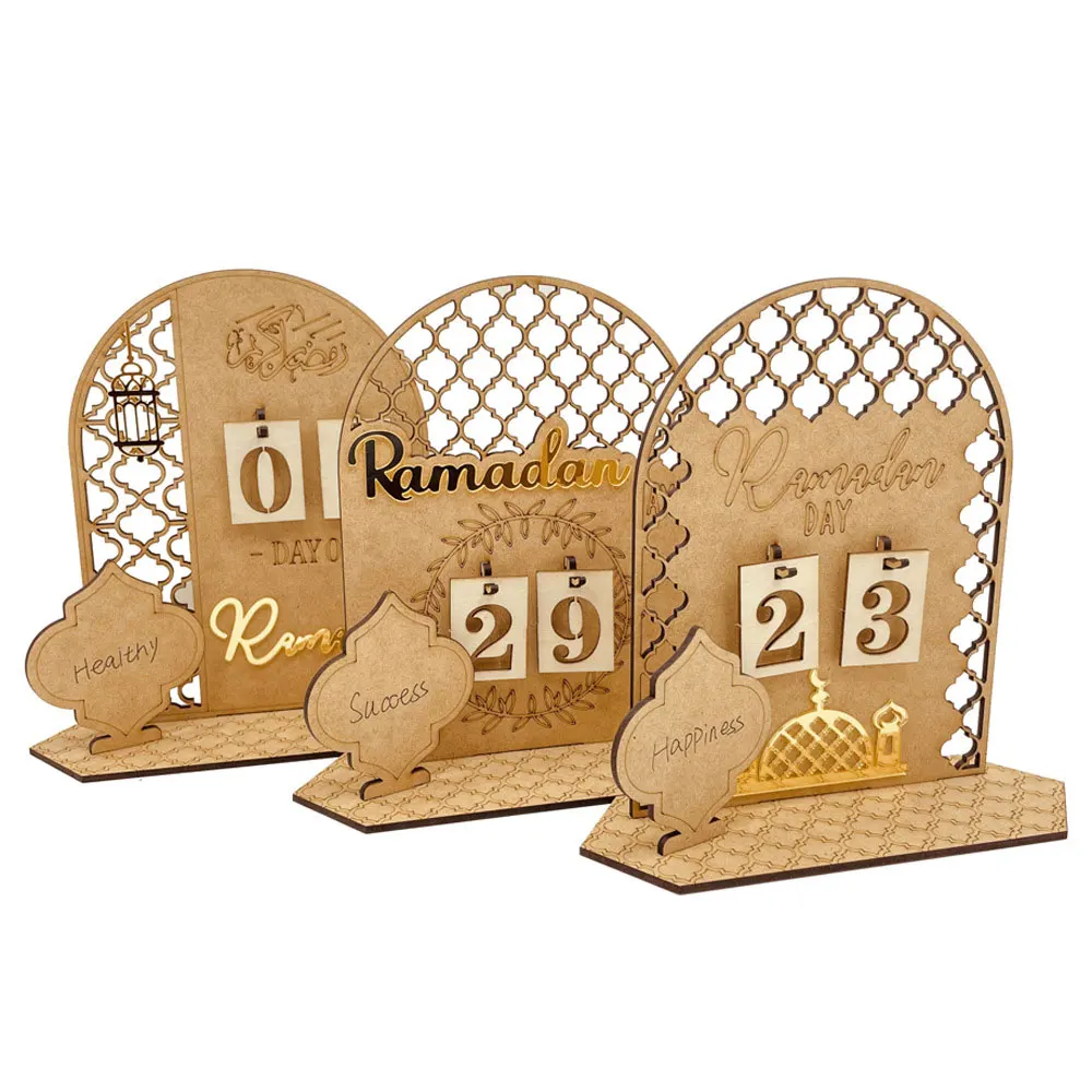 

2024 Ramadan Countdown Calendar Wooden Eid Mubarak Ornament Kareem Ramadan Decoration For Home Islamic Muslim Party Gift AL Adha