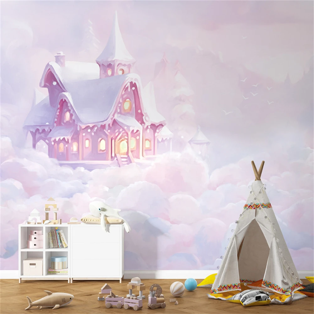 custom princes cartoon wallpapers Children's room bedroom wallpaper girl pink beautiful small house wall paper broadcast room