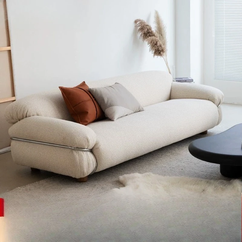 

Medieval style designer furniture steel ring sofa three people Sesann small apartment living room fabric art Internet celebrity