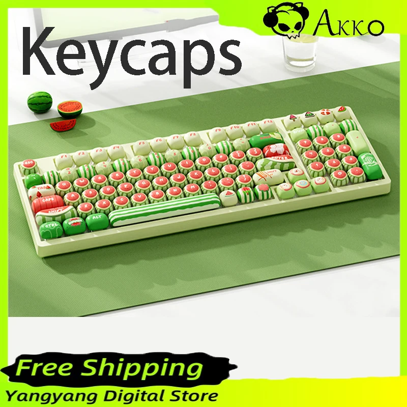 AKKO Keycap MOG Height Watermelon Theme Steamed Bun Keycap For Mechanical Keyboard Cute Keycap PC Gamer Accessories Girls Gifts