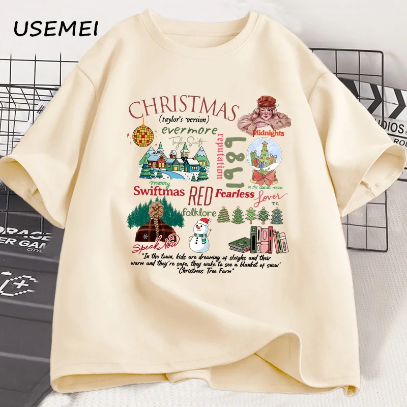 Merry Swiftmas T Shirt Men Women Christmas Season Funny Music Fan Christmas T-shirt Xmas Tees Cotton Short Sleeve Graphic Tees