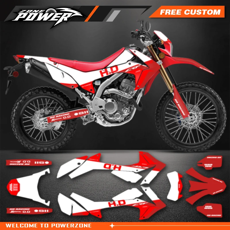 Powerzone Motorcycle Graphic Decal Stickers Kits For Honda CRF250L 2012-2015 2016 2017 2018 2019 2020  Number Name Customize 012