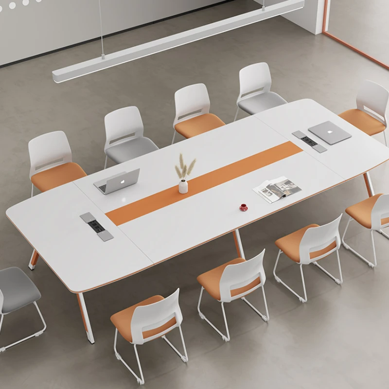 

Long table meeting room table and chair combination modern simple office long meeting