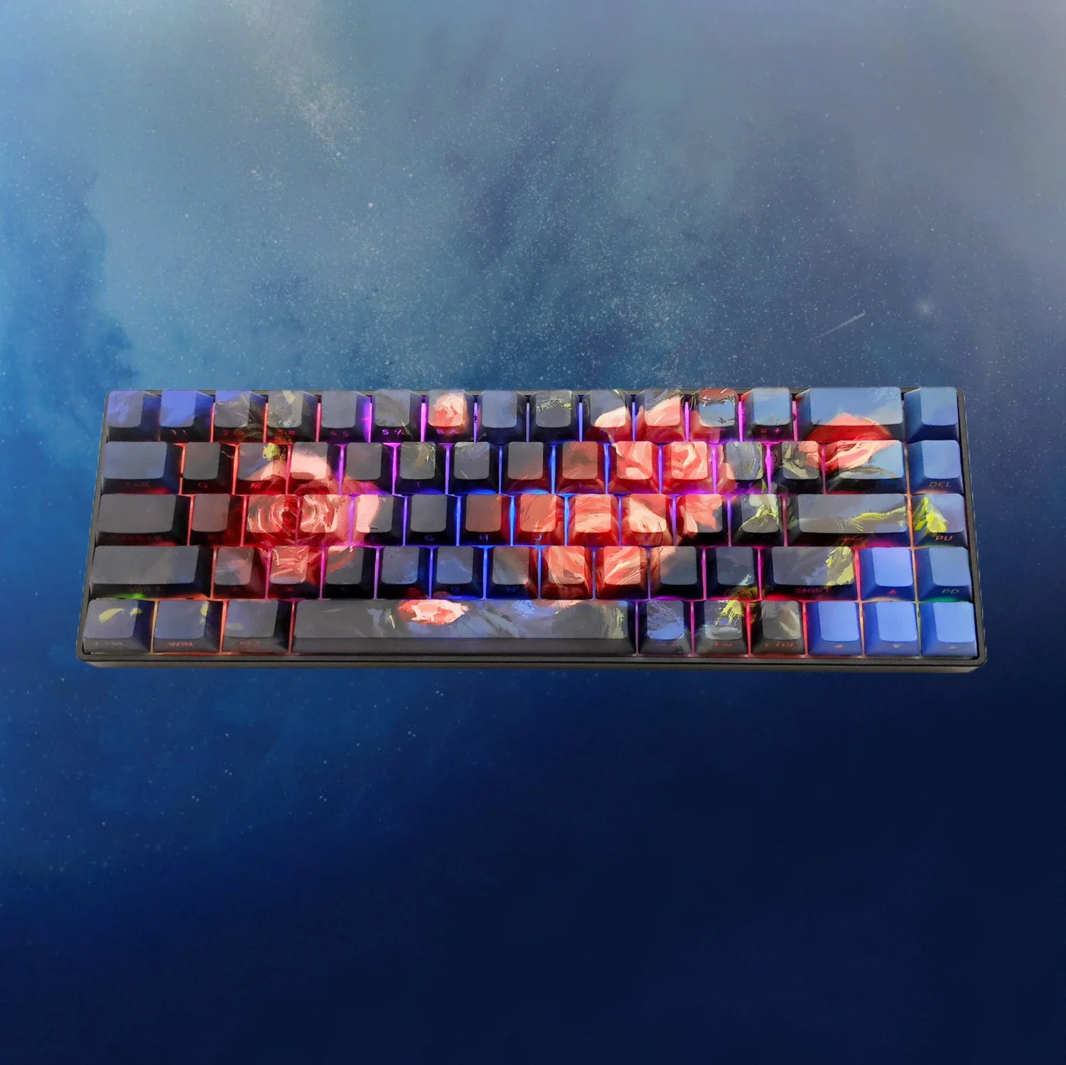 Rose Shang keycap oil painting wind side engraving light original PBT adapted mechanical keyboard