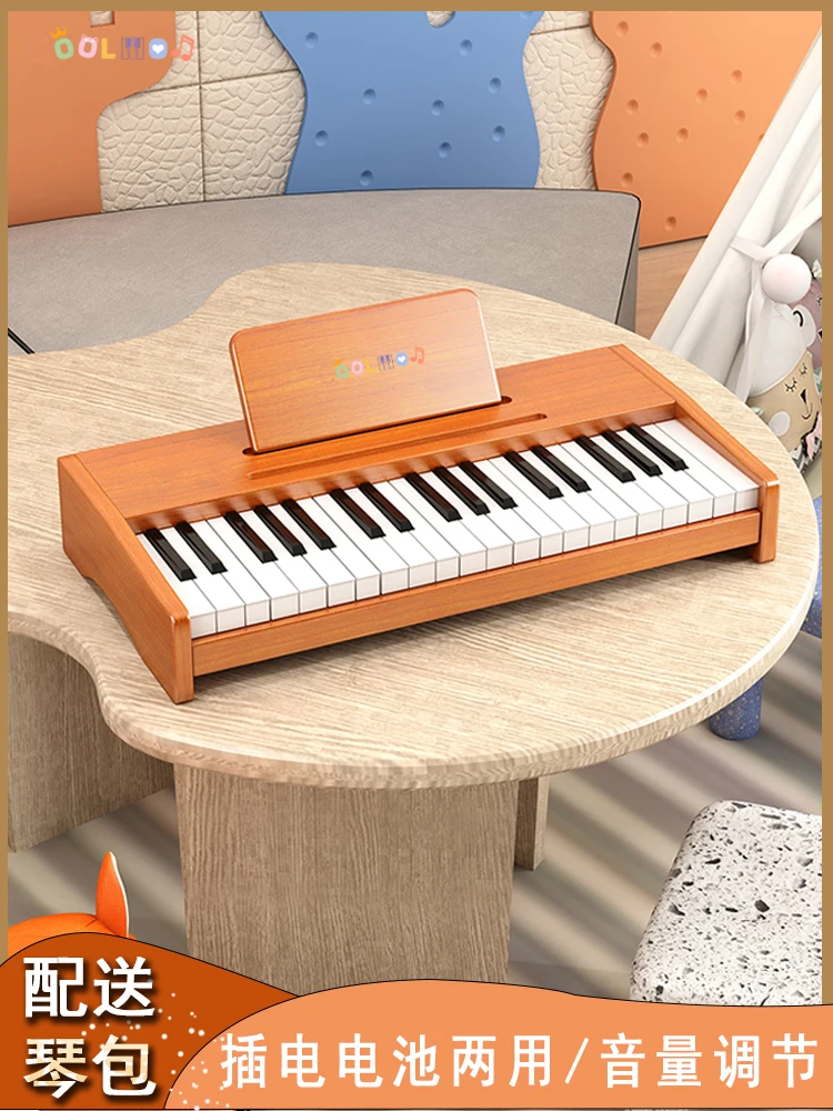 Wooden Little Piano Pattern Beginner Mini Electronic Keyboard Birthday Gift