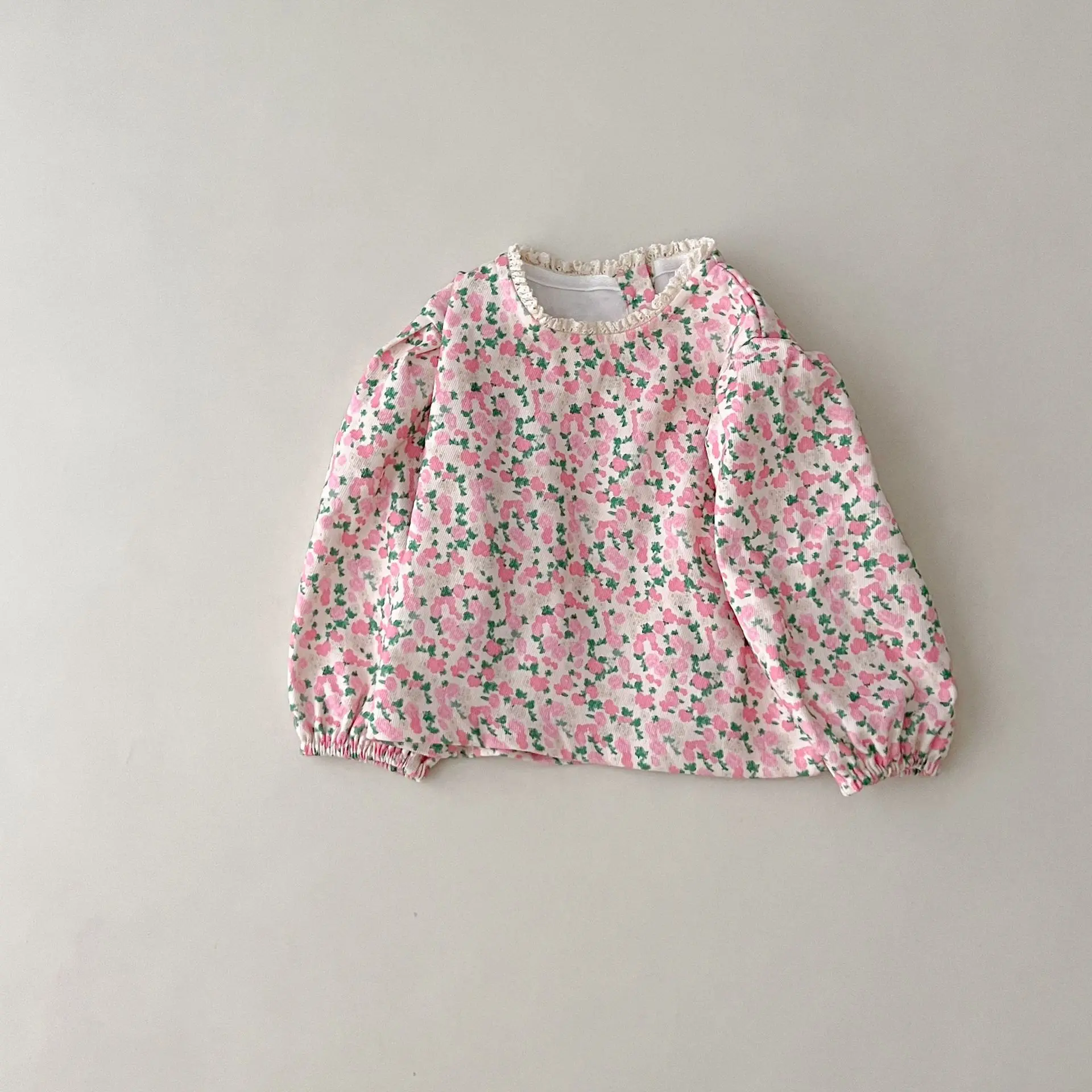 

Korean Girls' Shirts Autumn 2023 New Floral Cute Pure Cotton Cardigan Children's Versatile Bottoming Top