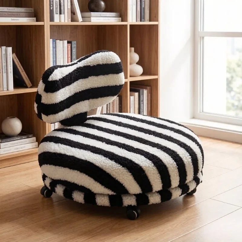 Lazy Sofa, Internet-Drehhocker aus Lammfell mit Rückenlehne, Sitzsessel für das Wohnzimmer zu Hause