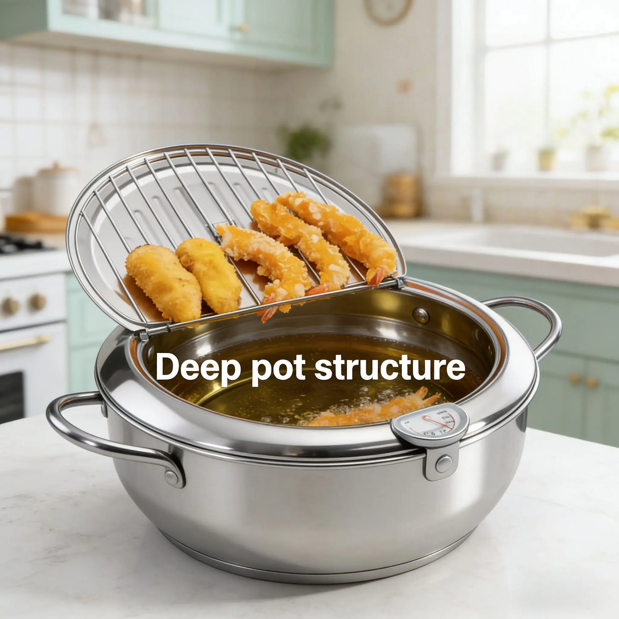 Tempura Frying Pot with Lid + 5 FREE Kitchen Gadgets!  Make Restaurant-Style Fried Food at Home