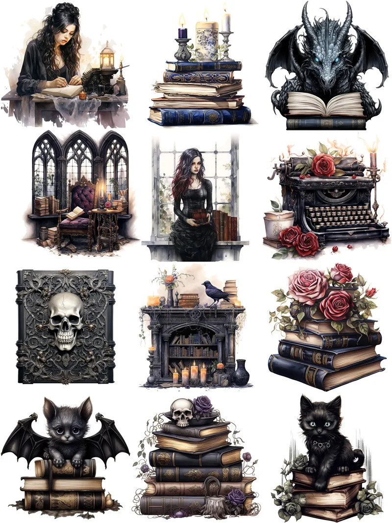 Gothic Reading Girl Stickers Crafts And Scrapbooking stickers kids toys book Decorative sticker DIY Stationery