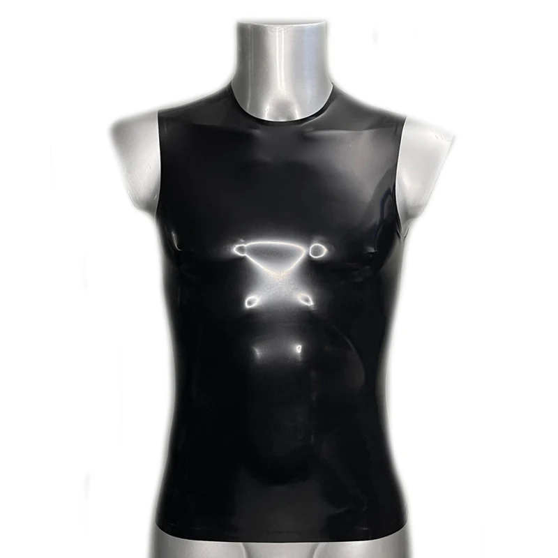 MONNIK Latex Handmade Men's Sleeveless T Shirt Cosplay Party Wear