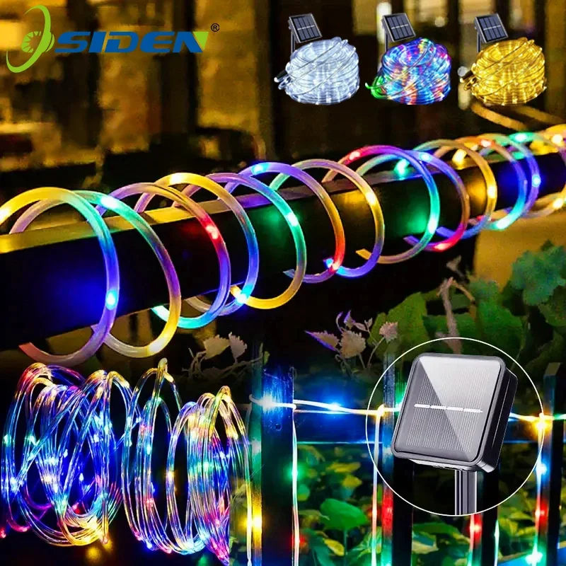 50/100/200 LEDSD Solar Rope Lights 8 Modes Outdoor Waterproof Clear Tube String Light for Garden Wedding Christmas Holiday Decor