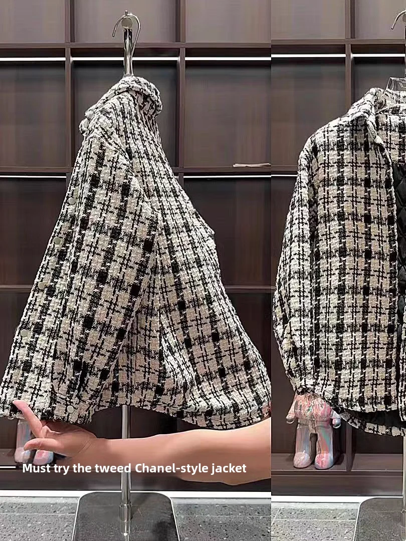 

Winter Thickened Warmth Men's Jacket Casual Versatile Small Fragrance Style Grid Cotton Shirt Coat Youth Vitality Style Stand...