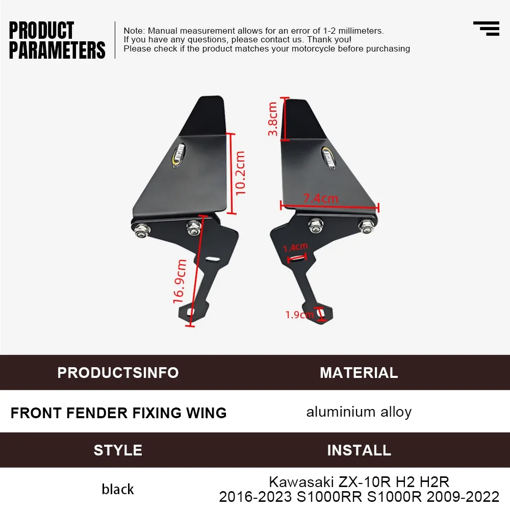 Ailes aérodynamiques de partenaires de garde-boue avant de moto pour Kawasaki ZX-10R H2 H2R 2016-2023 pour BMW S1000RR S1000R 2009-2022