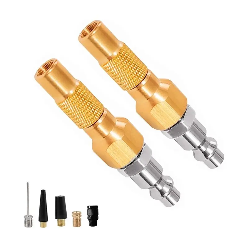 Heavy-Duty Screw-On Inflator Nozzle Kit(7 Pcs) For Pool Floats, Air Mattress& Boats-Solid Brass Air Chuck Included