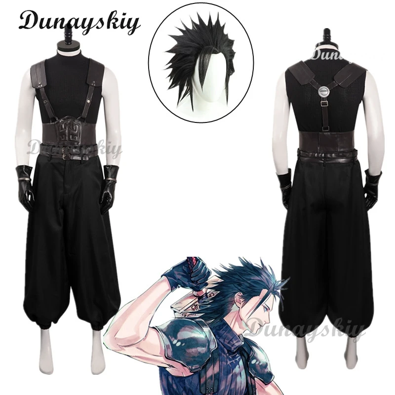 Jeu Final Nette VII Rebirth Zack Fair Cosplay Costume, accessoire de perruque, chaussures trempées, tenue de carnaval d'Halloween