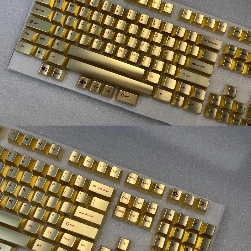 

Matte gold, red font, original metal keycaps