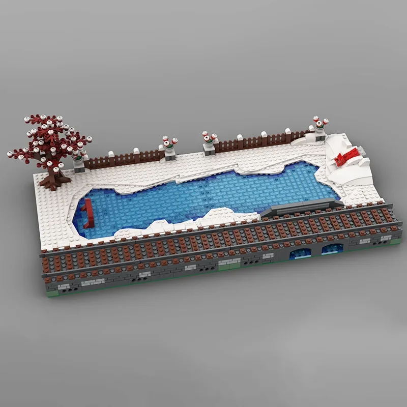 1478PCS MOC Creativo Congelato Inverno Lago MILS Modulo Modello Architettura Building Block Fai Da Te Puzzle Mattoni Giocattolo Presente
