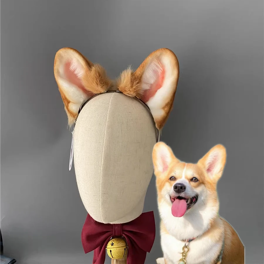 

Ручной работы вельш корги пемброк коричневые собачьи уши складной стиль обруч для волос повязки для волос головные уборы аксессуары для косплея Лолита