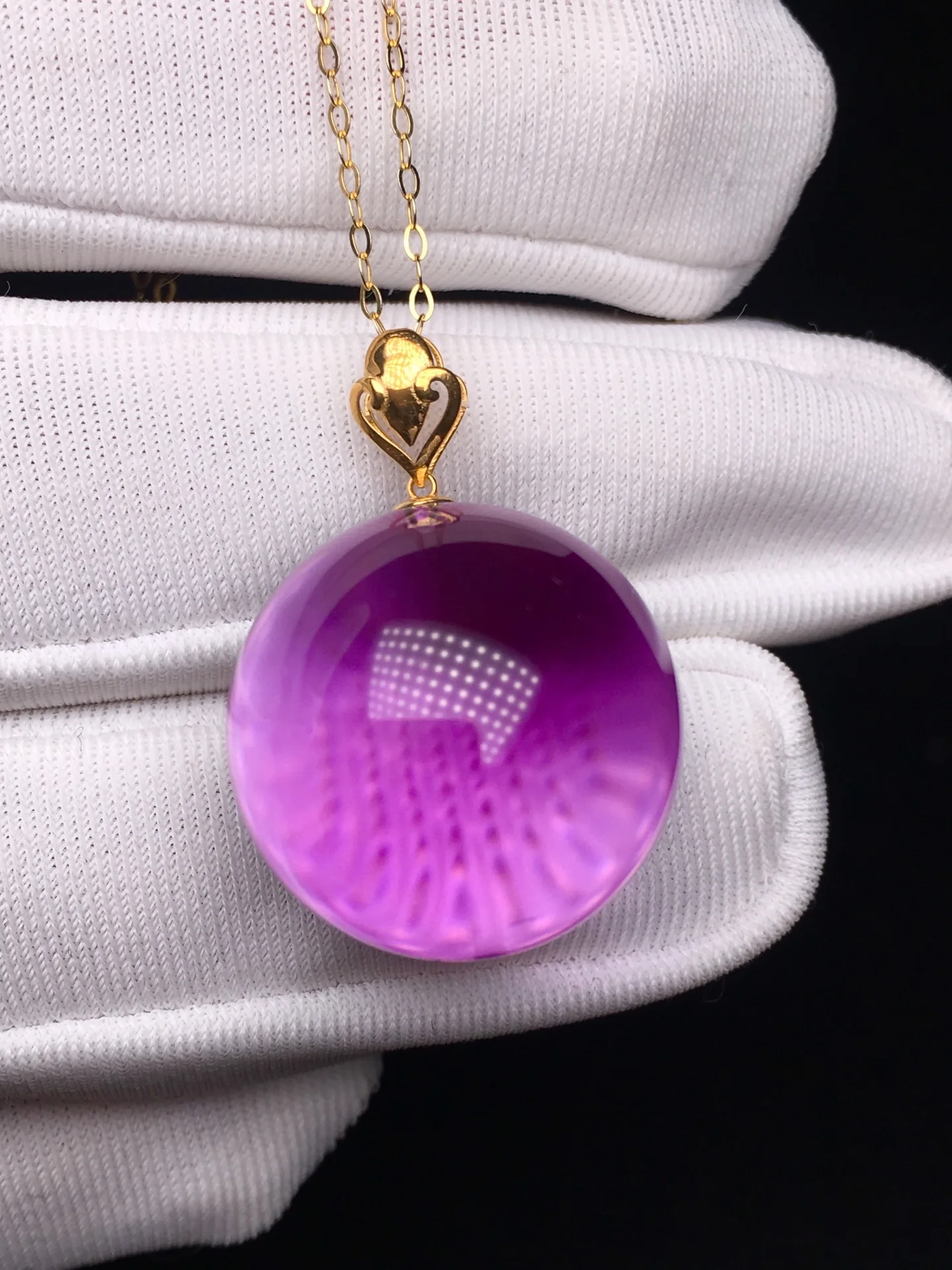 

18 мм натуральный фиолетовый аметист кулон ожерелье для женщин 18 К золото целебный кристалл круглые бусины серебряный камень цепочки с драгоценными камнями AAAAA