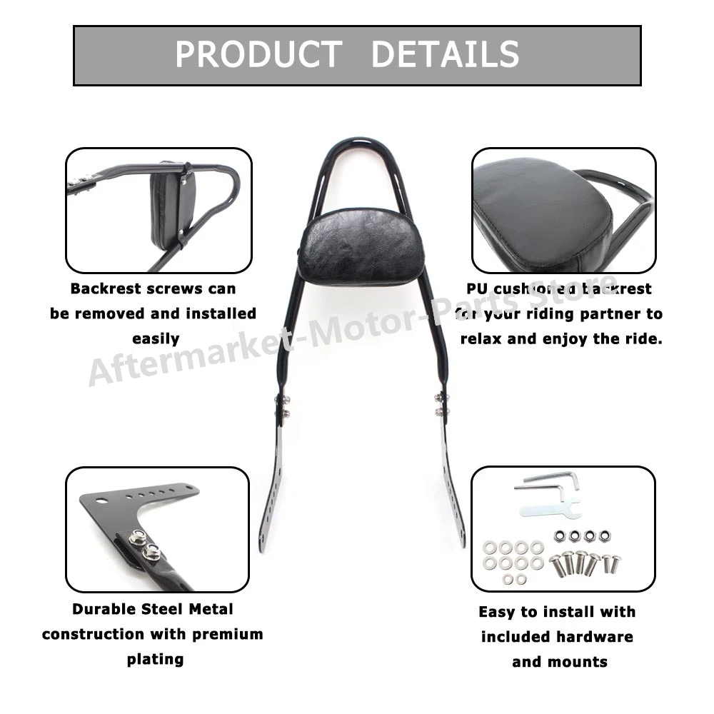 Motorcycle Detachable Passenger Sissy Bar Backrest Pad For Harley Softail Low Rider Deluxe Heritage Slim Street Bob 2018-Up