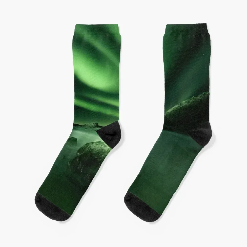 Aurora Northern Lights Reflection Socks custom Christmas Men Socks Luxury Brand Women's