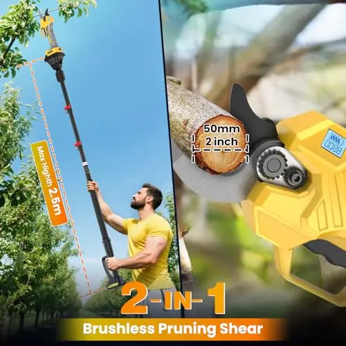 Electric Pruning Shears with Pole, 8.2FT Hight 1000W Motor Cut Size 2.7 In Powered, Garden Pruner