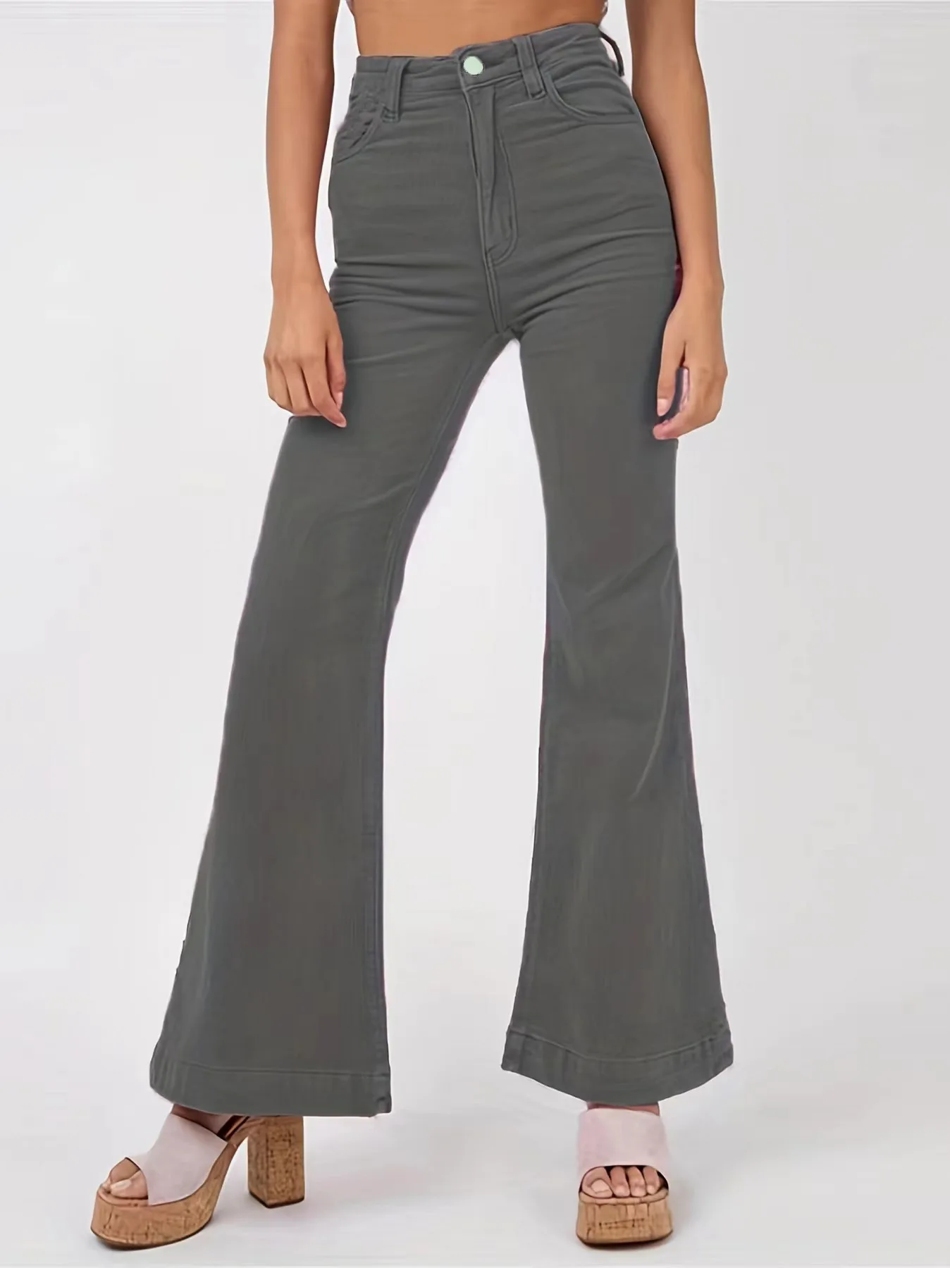 Corduroy flared pants wide-leg pants women street solid color casual fashion