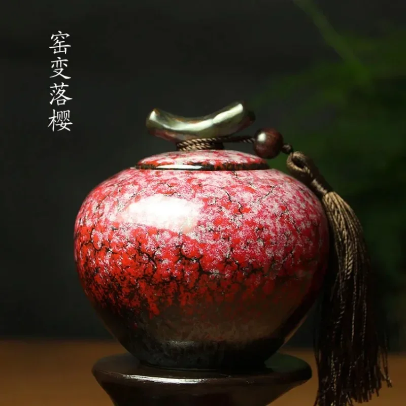 Ceramic tea pot, Jun kiln, sealed storage tank, exquisite Mini tea caddy, pottery tea jar, special food tank