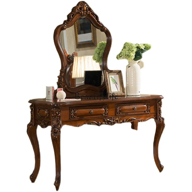 

American high-end dressing table engraved design dressing cabinet European all solid wood