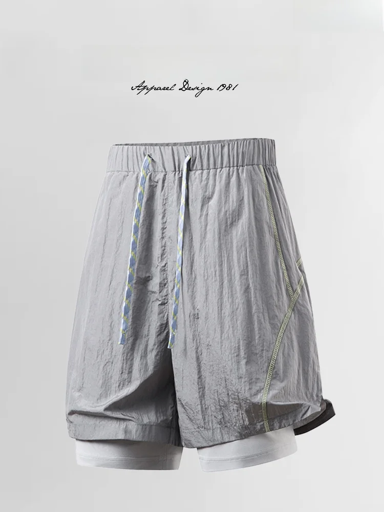 Shorts Esportivos Masculinos JUNCO: Bermuda de Nylon Fina, Respirável e de Secagem Rápida para Verão, Casual e de Negócios