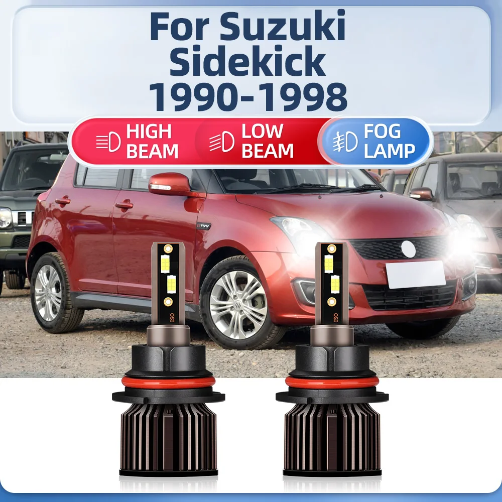 LED Headlight Bulbs 120W 20000LM Super Bright Car Headlamps 6000K White For Suzuki Sidekick 1990-1993 1994 1995 1996 1997 1998